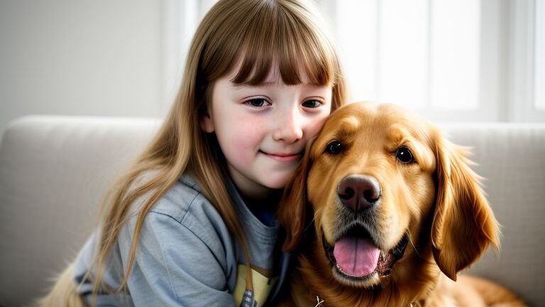 A young, autistic girl loves her therapy dog