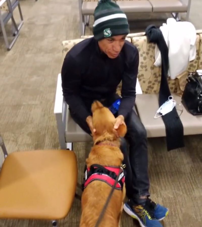 Man at Hospital Pets Service Dog George